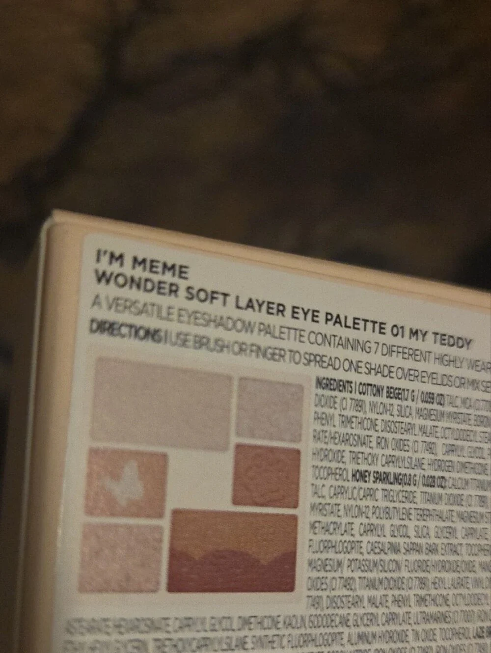Wonder Im Meme Korean Soft Layer Eye Palette NIB IN 01 MY TEDDY
